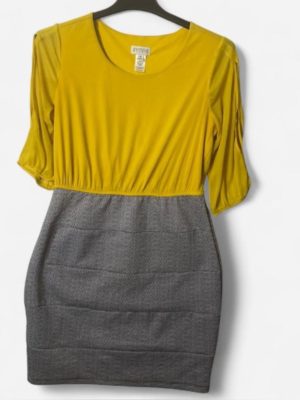 Enfocus Studio Yellow and Gray Colorblock Sheath Dress